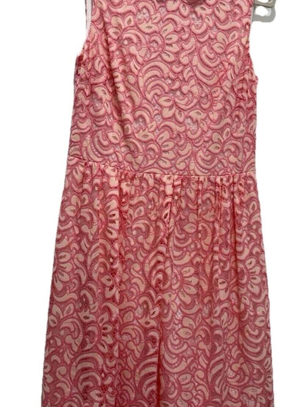 Betsey Johnson Pink Lace Dress Womens Size 8 Fit Flare Sleeveless Party Cocktail - Picture 3 of 10